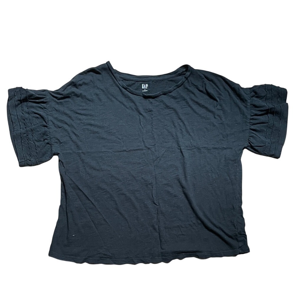 GAP Women's Elegant Black Blouse with Ruffle Sleeves